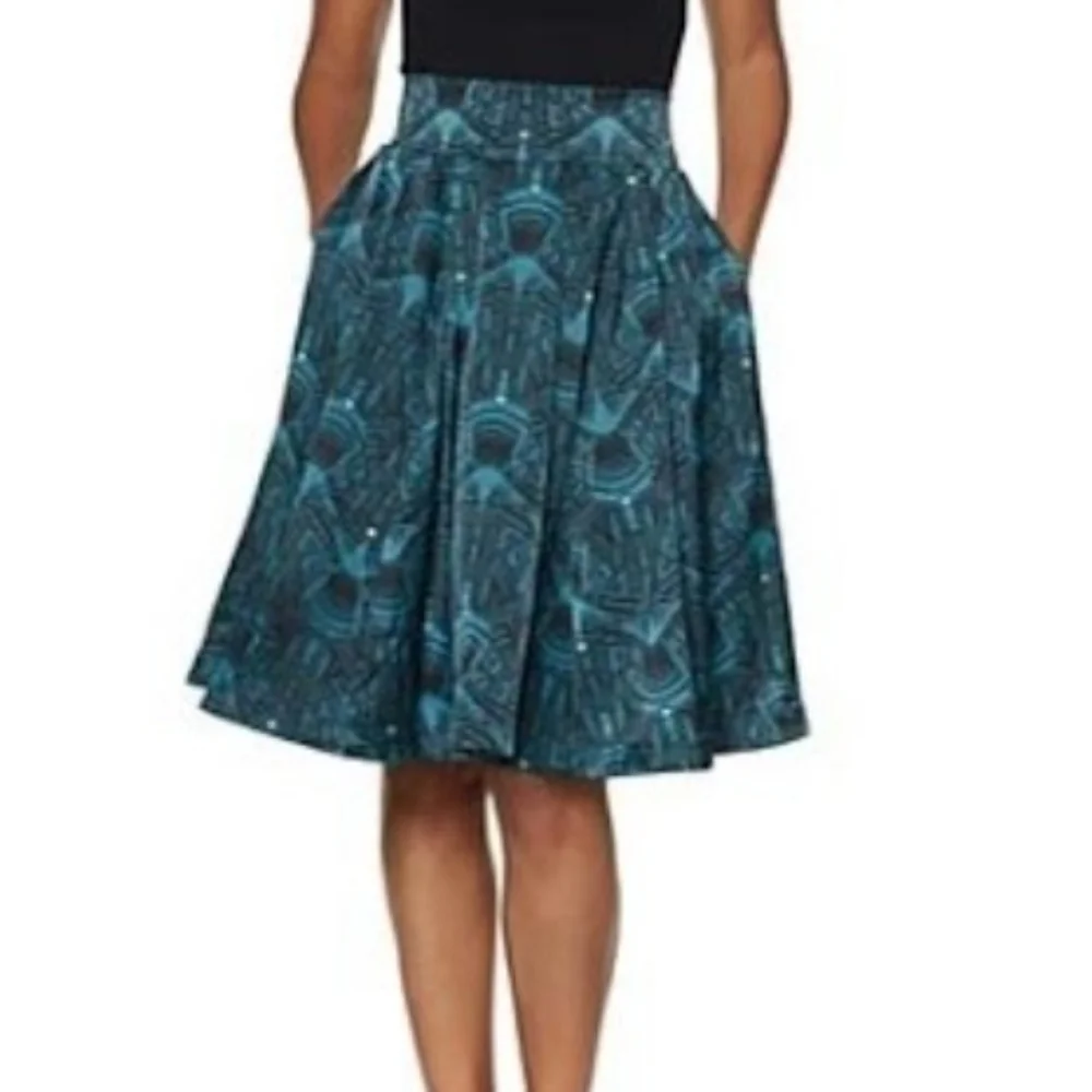 Elegant Teal Patterned Skirt Pleated Full Size 2XL By Melissa McCarthy Seven7 - Picture 2 of 5